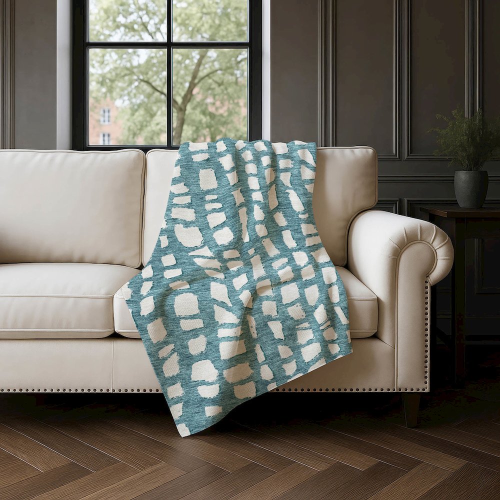 Premium Machine Washable ASB754 Teal 50" x 70" Sherpa Throw Blanket. Picture 4