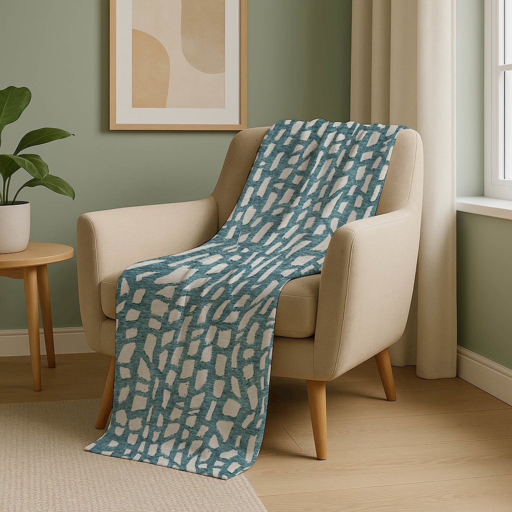 Premium Machine Washable ASB754 Teal 50" x 70" Sherpa Throw Blanket. Picture 5