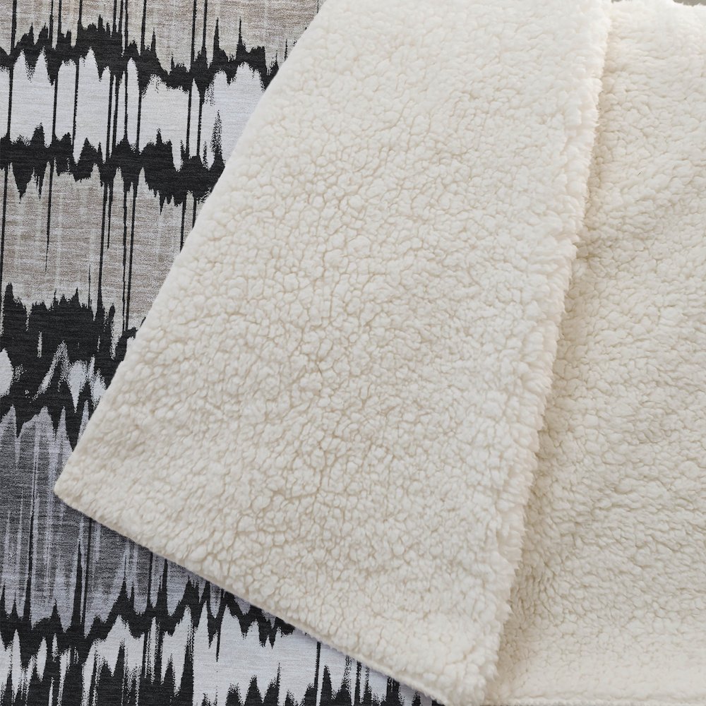 Premium Machine Washable ASB755 Black 50" x 70" Sherpa Throw Blanket. Picture 2