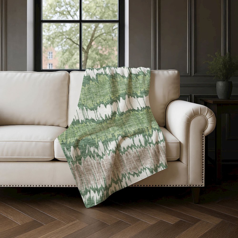 Premium Machine Washable ASB755 Green 50" x 70" Sherpa Throw Blanket. Picture 4