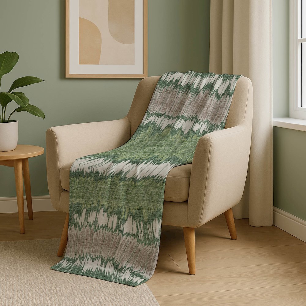 Premium Machine Washable ASB755 Green 50" x 70" Sherpa Throw Blanket. Picture 5