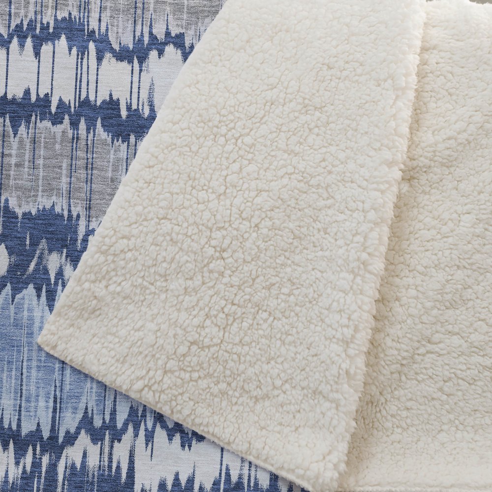 Premium Machine Washable ASB755 Navy 50" x 70" Sherpa Throw Blanket. Picture 2