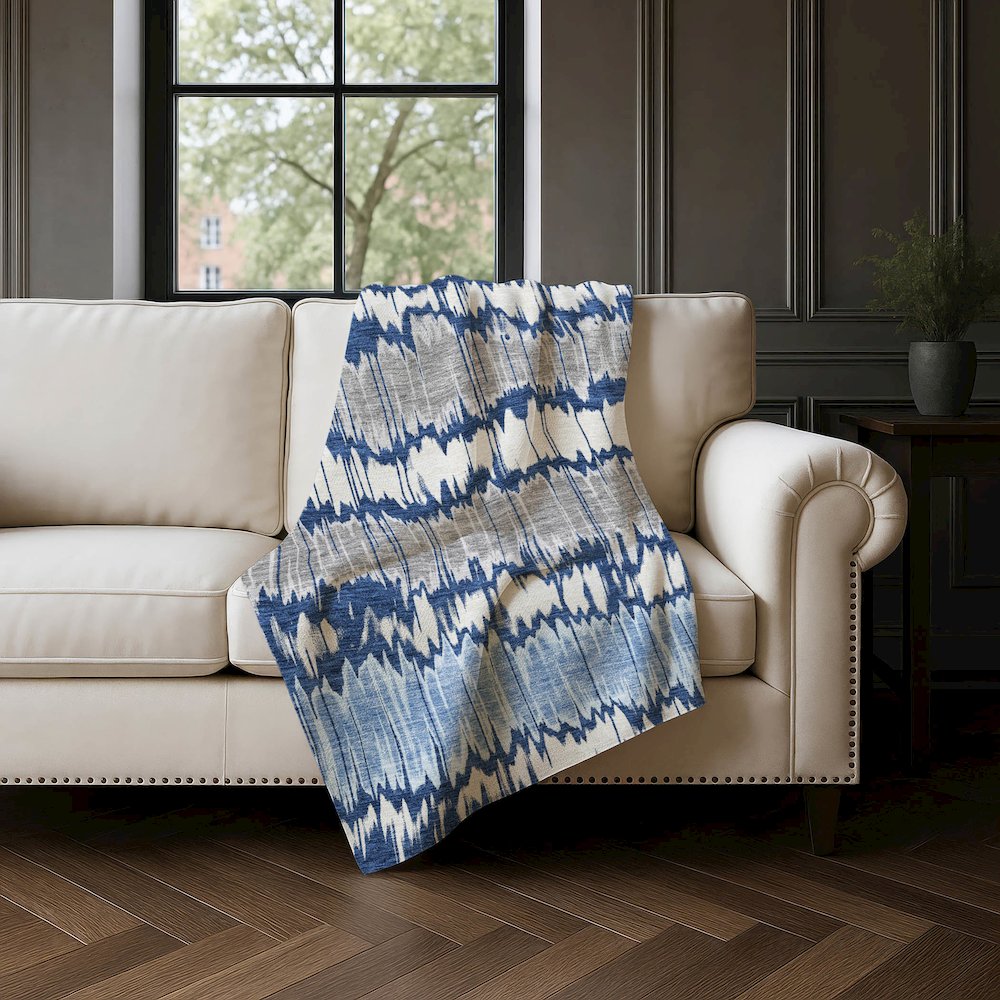 Premium Machine Washable ASB755 Navy 50" x 70" Sherpa Throw Blanket. Picture 4