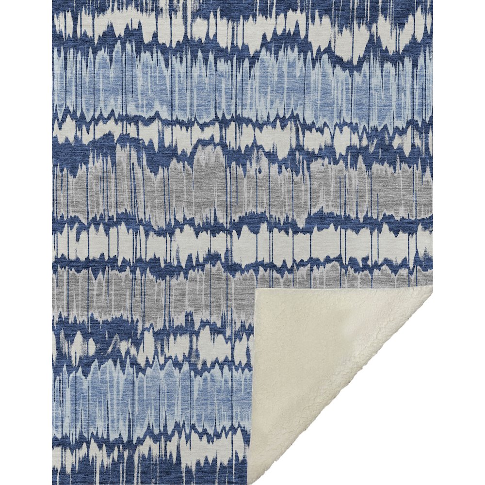 Premium Machine Washable ASB755 Navy 50" x 70" Sherpa Throw Blanket. Picture 1