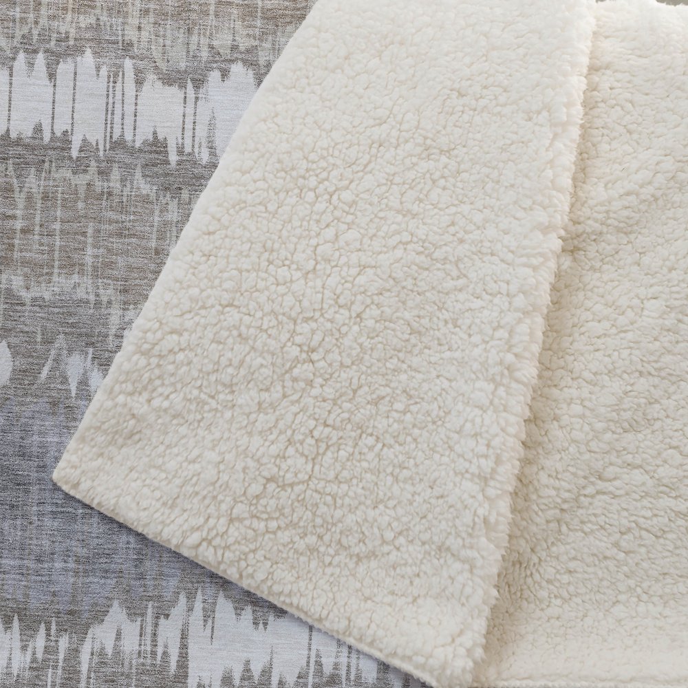 Premium Machine Washable ASB755 Taupe 50" x 70" Sherpa Throw Blanket. Picture 2