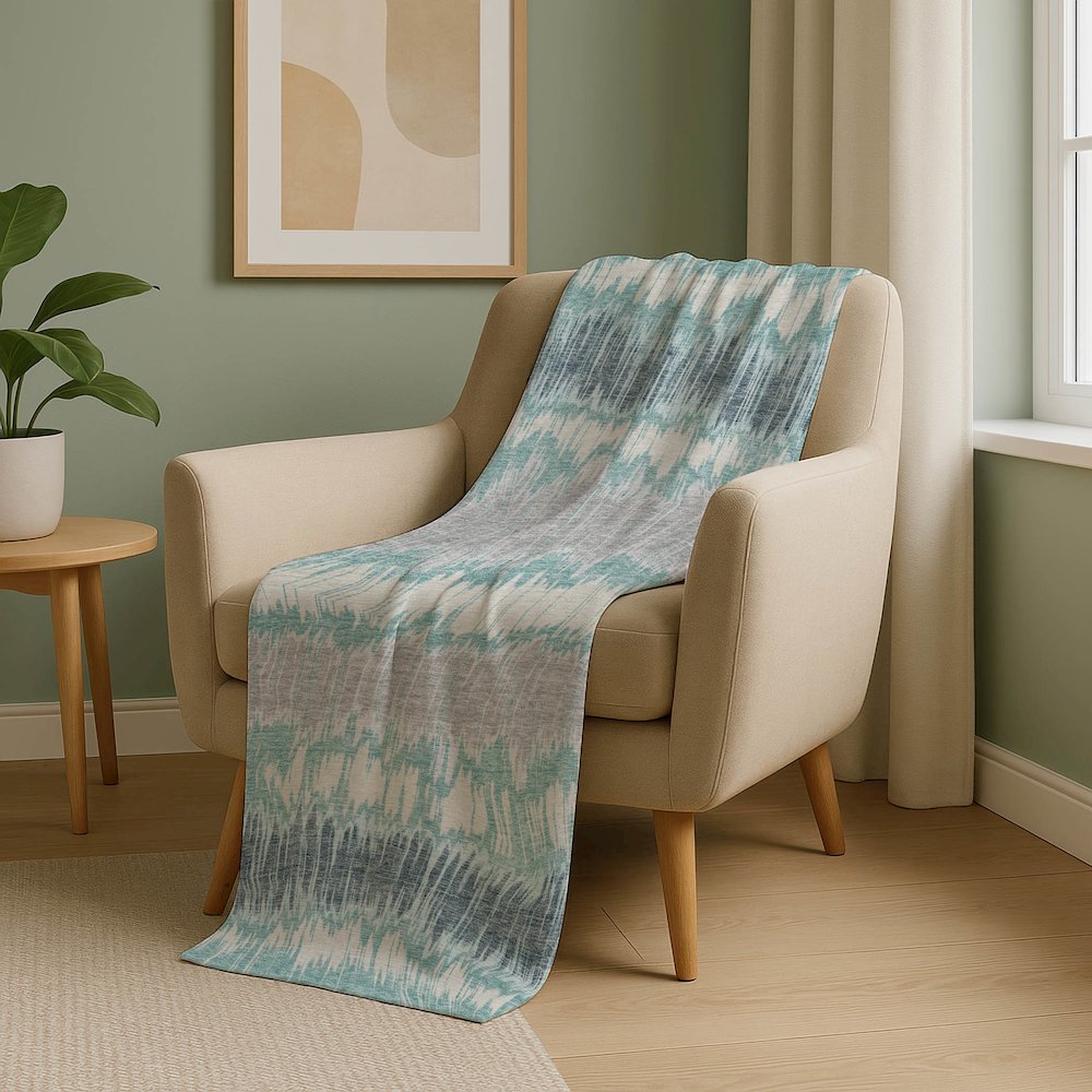 Premium Machine Washable ASB755 Teal 50" x 70" Sherpa Throw Blanket. Picture 5
