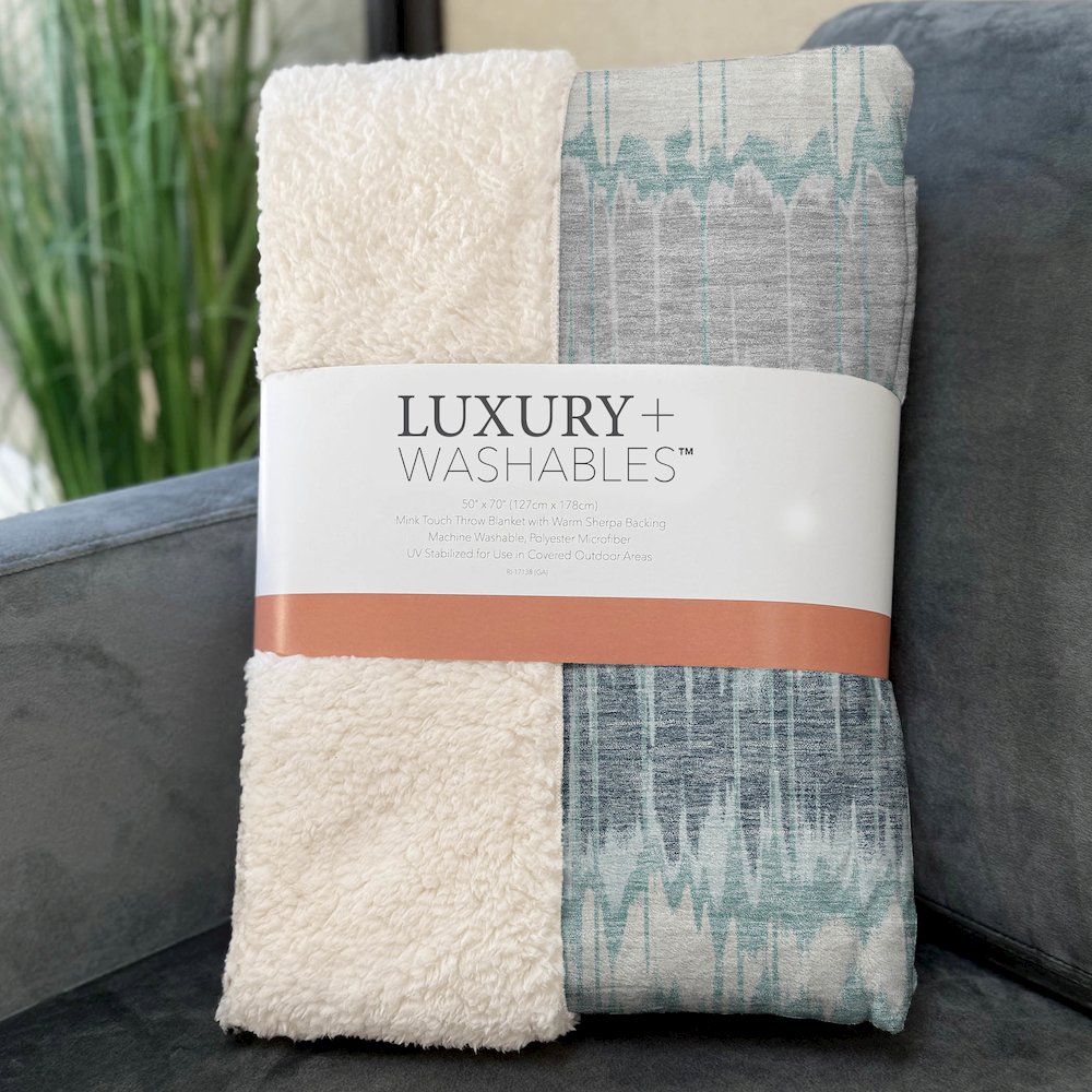 Premium Machine Washable ASB755 Teal 50" x 70" Sherpa Throw Blanket. Picture 3