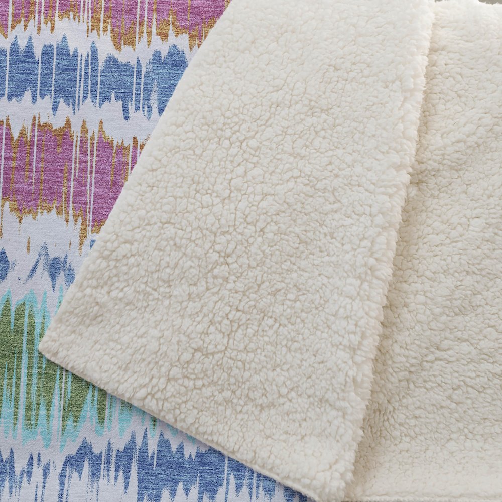Premium Machine Washable ASB755 White 50" x 70" Sherpa Throw Blanket. Picture 2