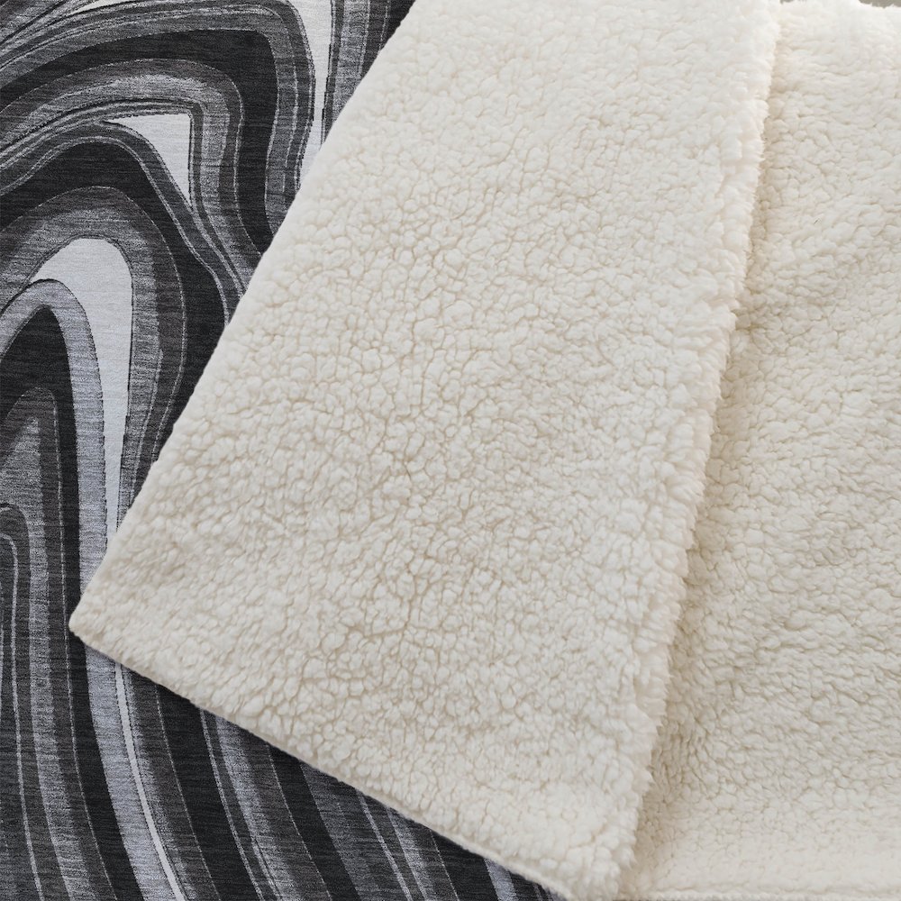 Premium Machine Washable ASB756 Black 50" x 70" Sherpa Throw Blanket. Picture 2