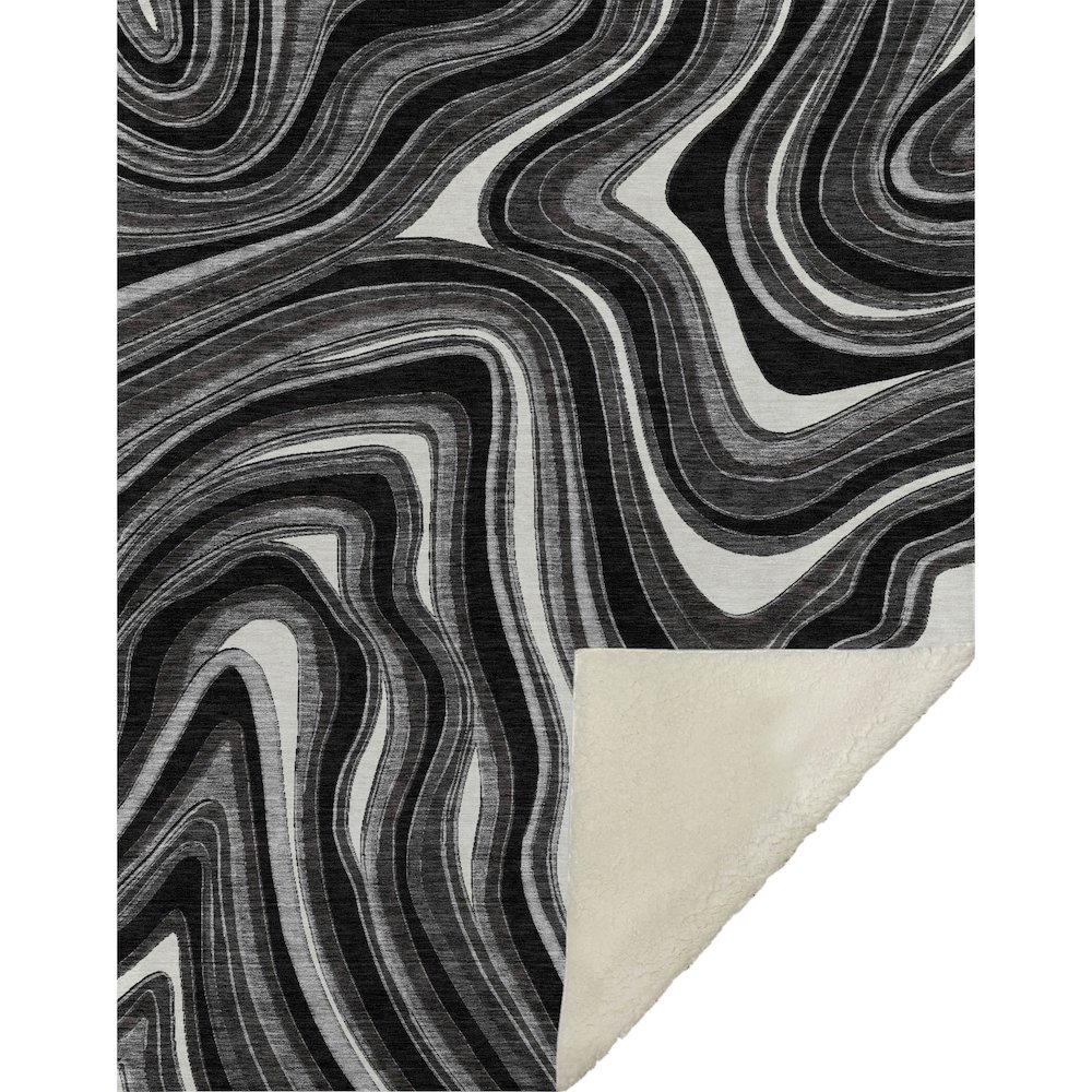 Premium Machine Washable ASB756 Black 50" x 70" Sherpa Throw Blanket. Picture 1