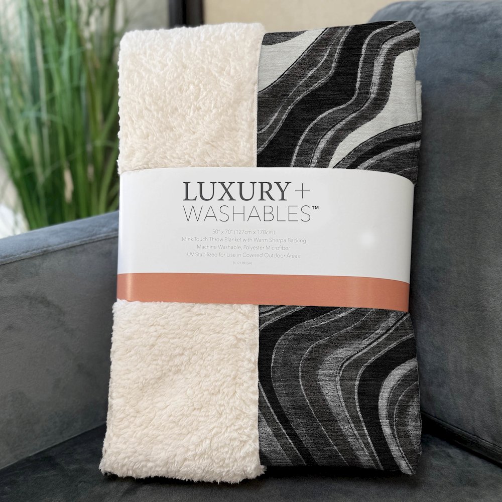 Premium Machine Washable ASB756 Black 50" x 70" Sherpa Throw Blanket. Picture 3