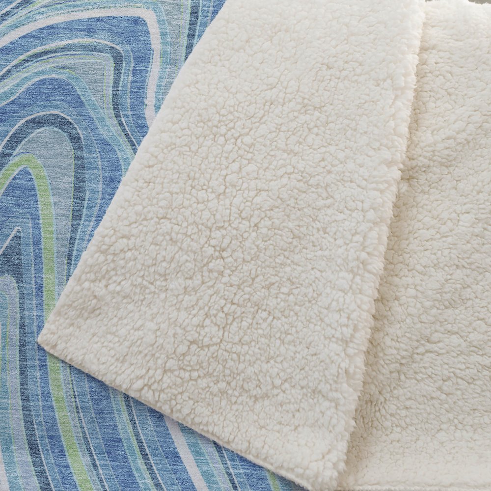 Premium Machine Washable ASB756 Blue 50" x 70" Sherpa Throw Blanket. Picture 2