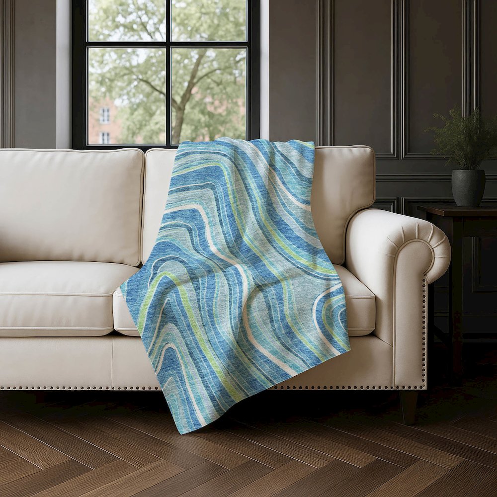 Premium Machine Washable ASB756 Blue 50" x 70" Sherpa Throw Blanket. Picture 4