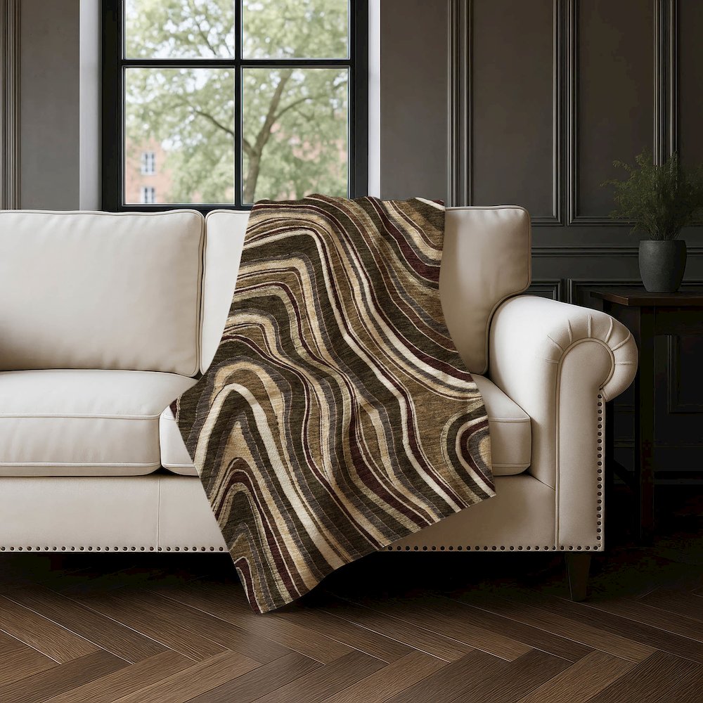 Premium Machine Washable ASB756 Fudge 50" x 70" Sherpa Throw Blanket. Picture 4
