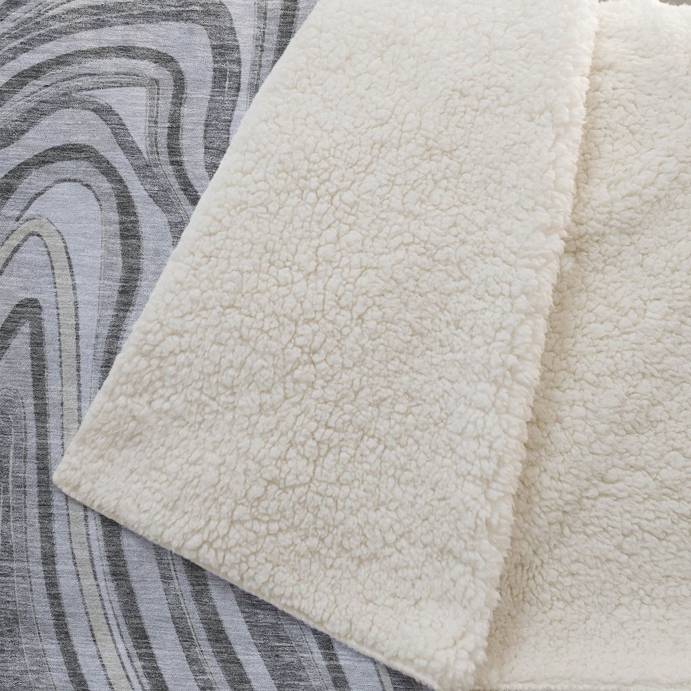 Premium Machine Washable ASB756 Gray 50" x 70" Sherpa Throw Blanket. Picture 2
