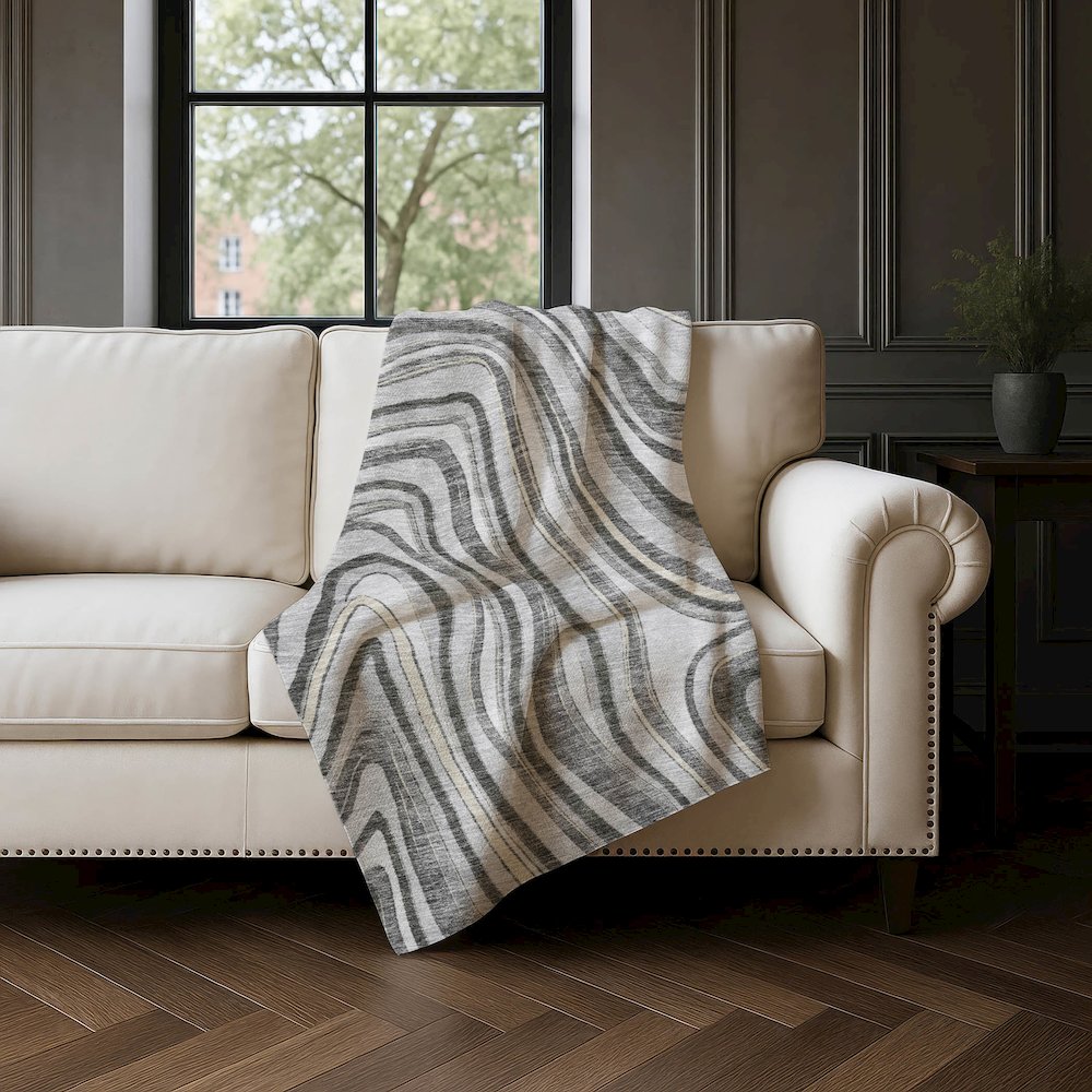 Premium Machine Washable ASB756 Gray 50" x 70" Sherpa Throw Blanket. Picture 4