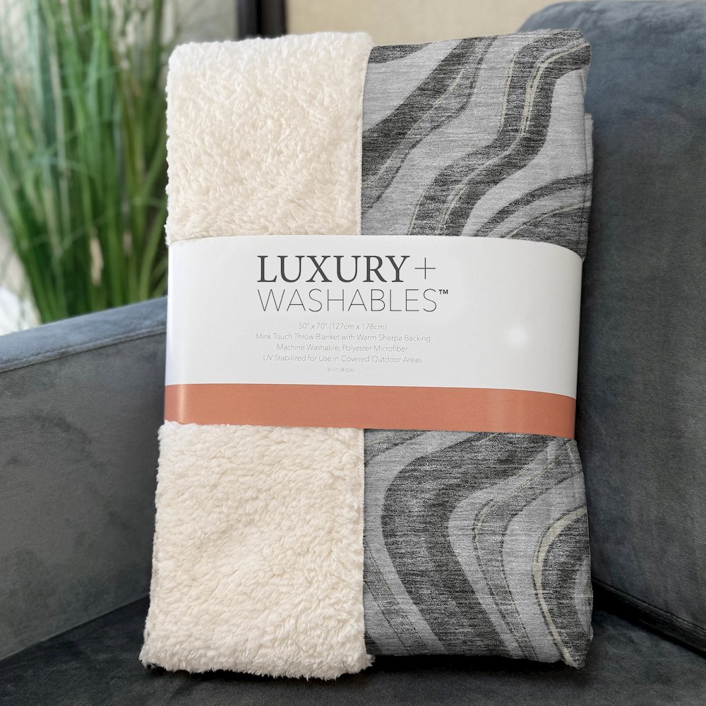 Premium Machine Washable ASB756 Gray 50" x 70" Sherpa Throw Blanket. Picture 3