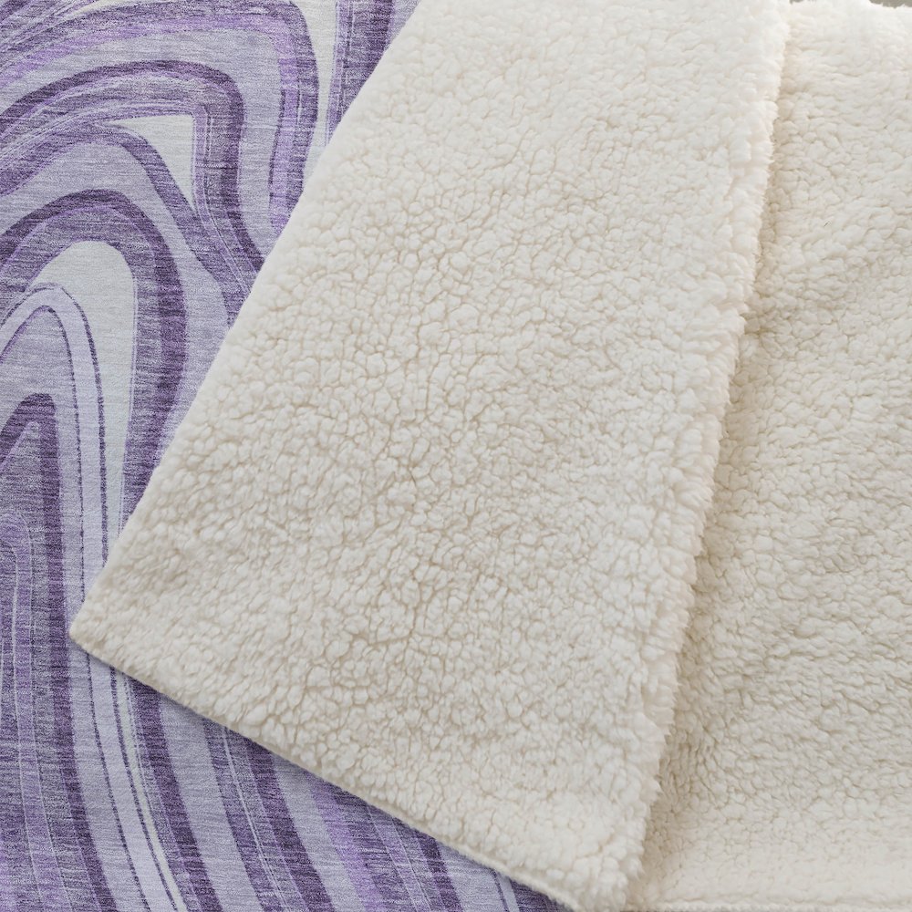 Premium Machine Washable ASB756 Lavender 50" x 70" Sherpa Throw Blanket. Picture 2