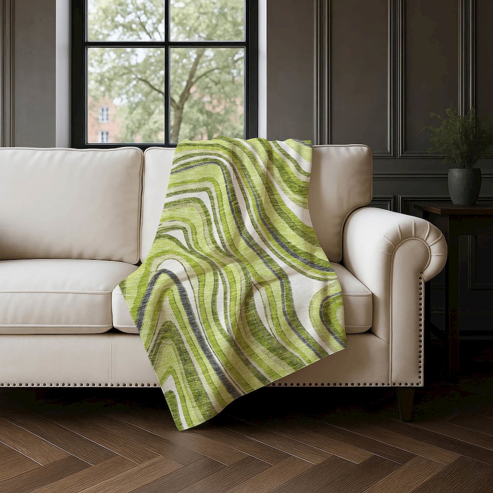 Premium Machine Washable ASB756 Lime 50" x 70" Sherpa Throw Blanket. Picture 4