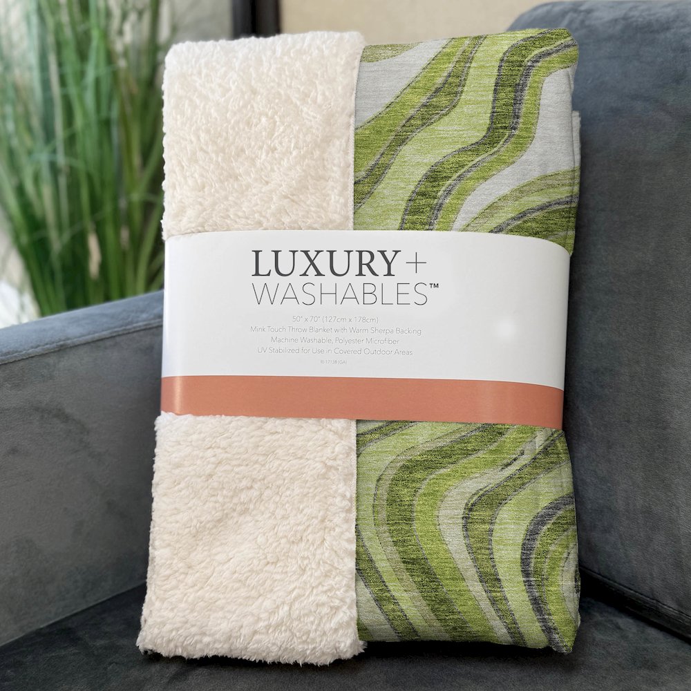 Premium Machine Washable ASB756 Lime 50" x 70" Sherpa Throw Blanket. Picture 3