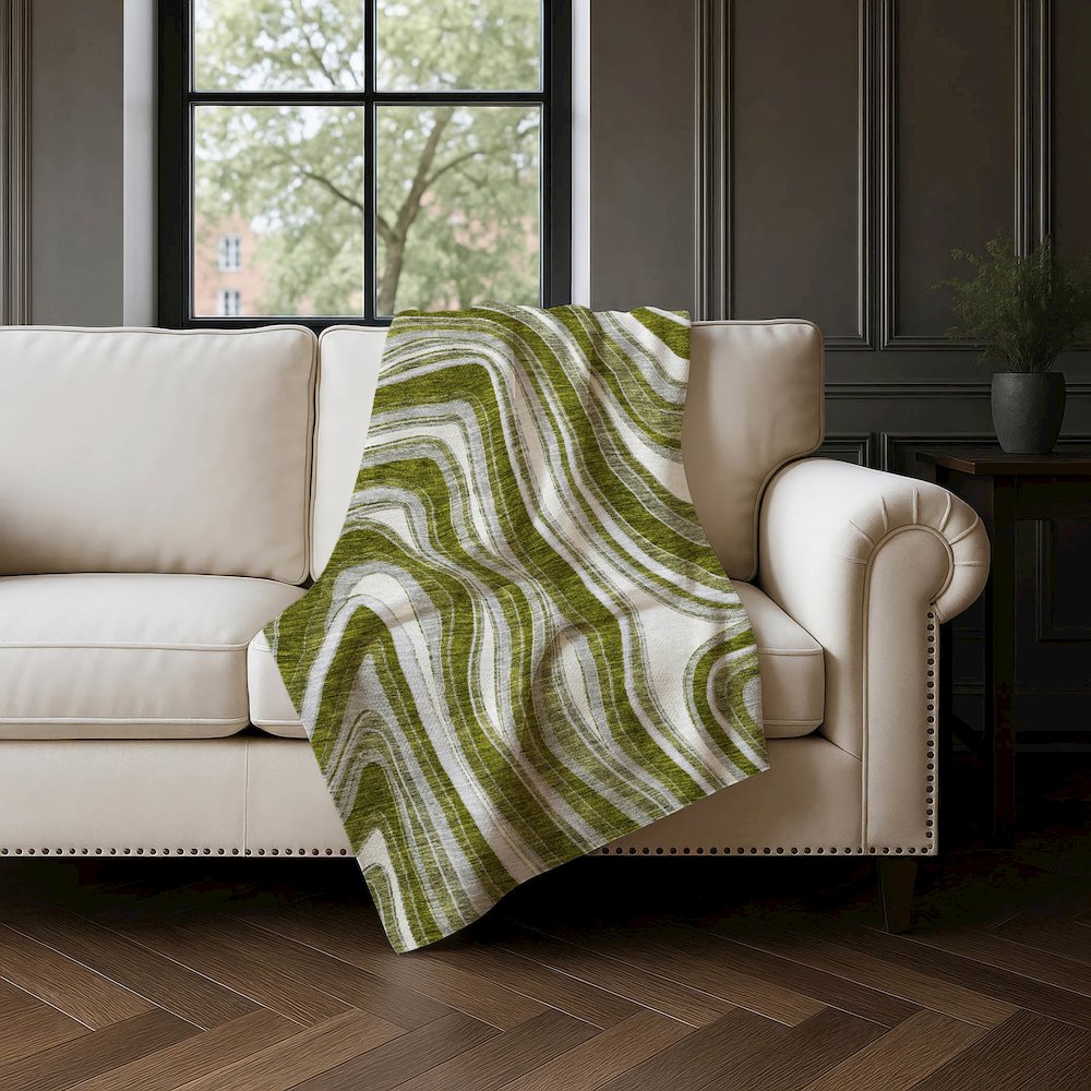 Premium Machine Washable ASB756 Olive 50" x 70" Sherpa Throw Blanket. Picture 4