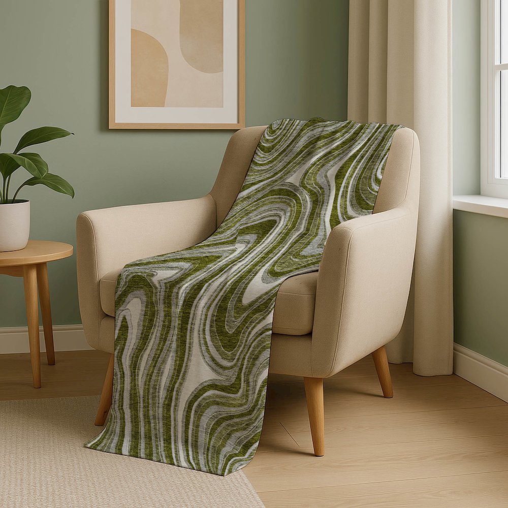 Premium Machine Washable ASB756 Olive 50" x 70" Sherpa Throw Blanket. Picture 5