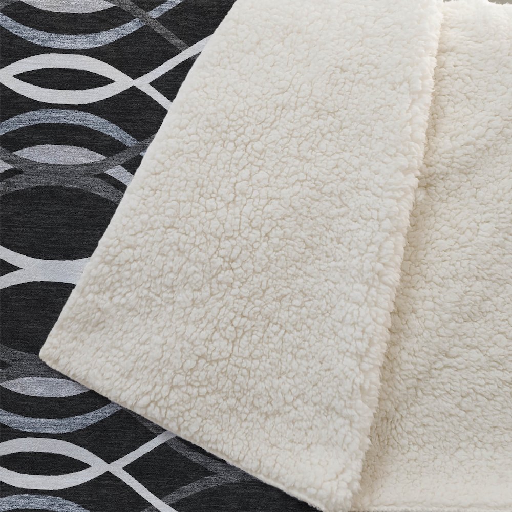 Premium Machine Washable ASB757 Black 50" x 70" Sherpa Throw Blanket. Picture 2