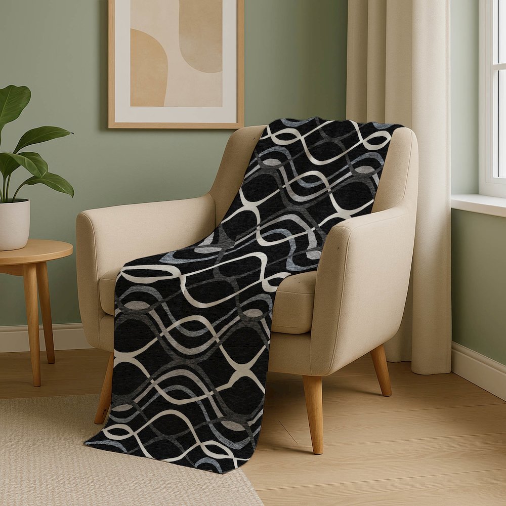 Premium Machine Washable ASB757 Black 50" x 70" Sherpa Throw Blanket. Picture 5