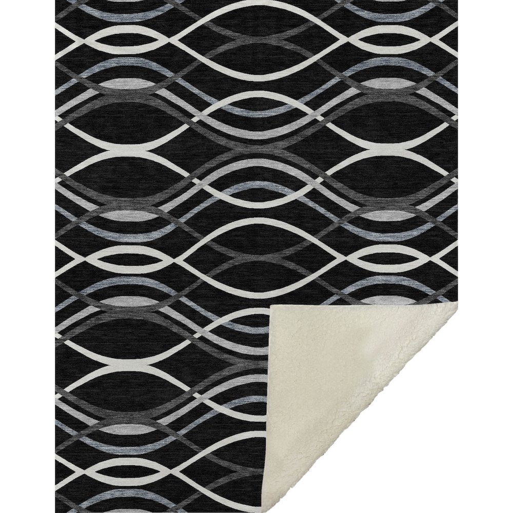 Premium Machine Washable ASB757 Black 50" x 70" Sherpa Throw Blanket. Picture 1