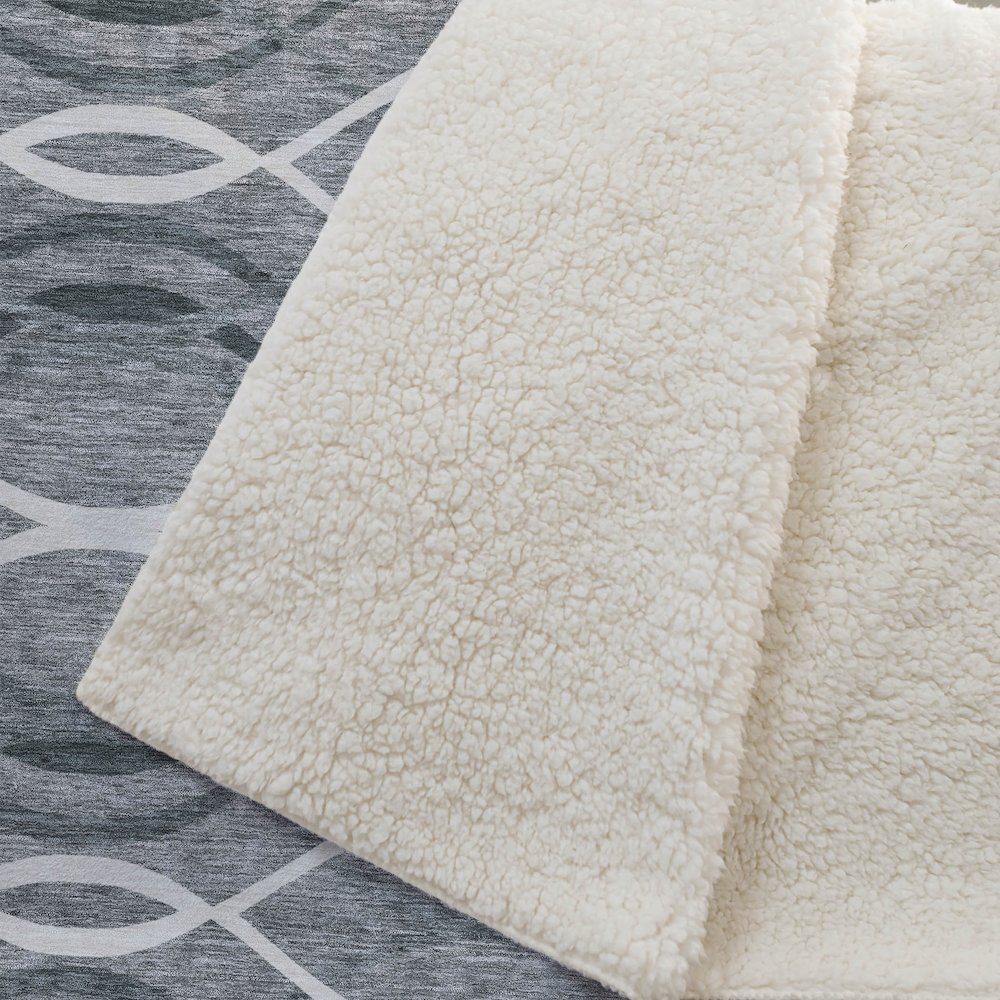 Premium Machine Washable ASB757 Gray 50" x 70" Sherpa Throw Blanket. Picture 2