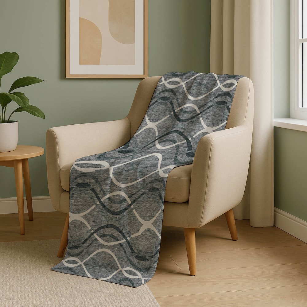 Premium Machine Washable ASB757 Gray 50" x 70" Sherpa Throw Blanket. Picture 5