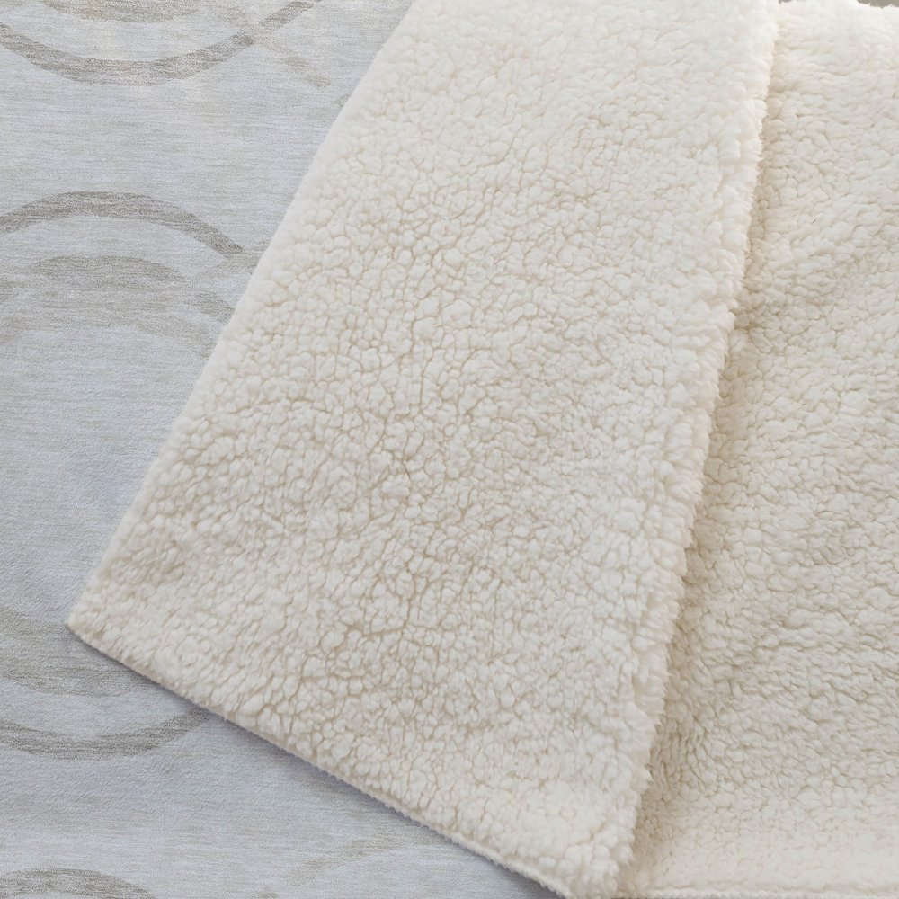 Premium Machine Washable ASB757 Ivory 50" x 70" Sherpa Throw Blanket. Picture 2