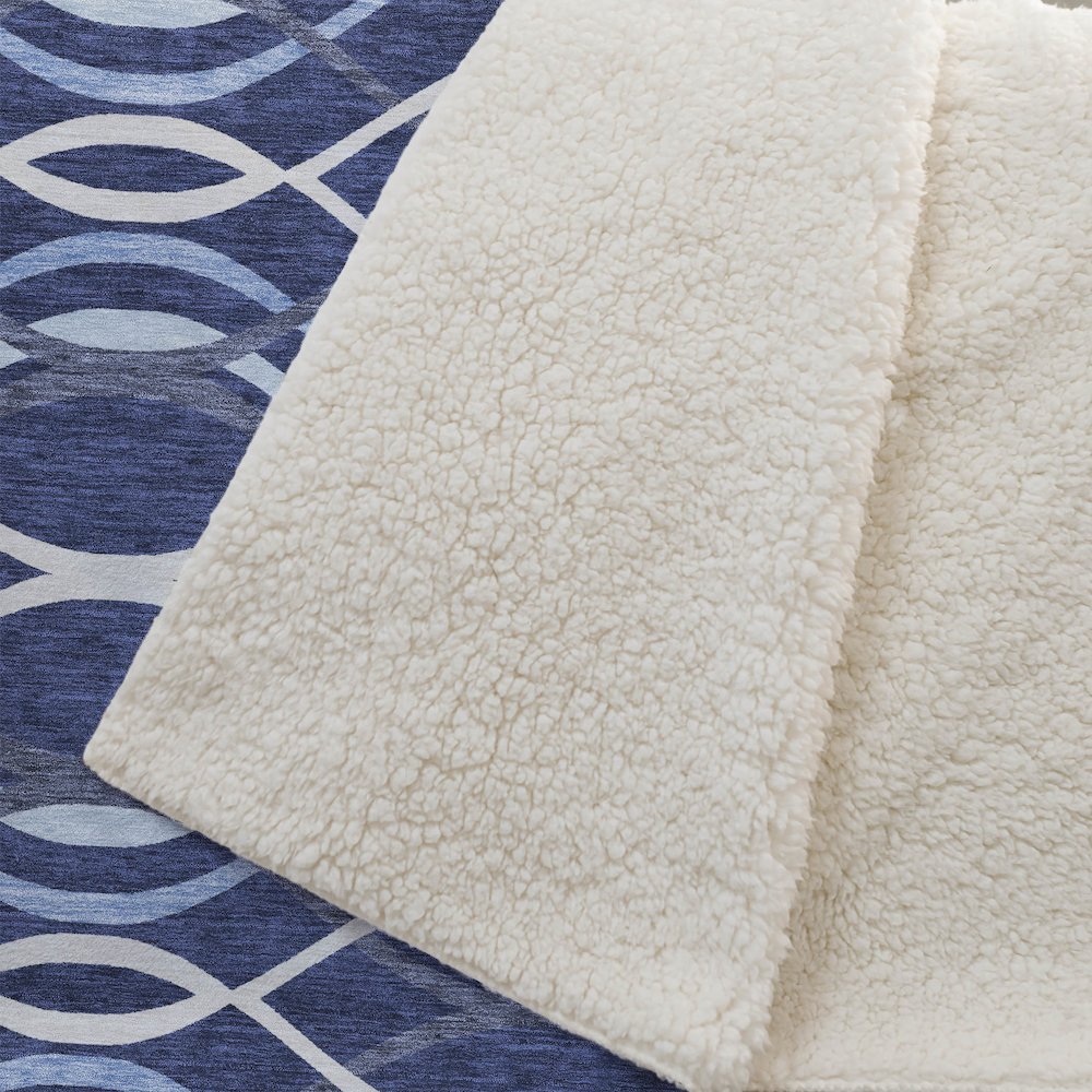 Premium Machine Washable ASB757 Navy 50" x 70" Sherpa Throw Blanket. Picture 2
