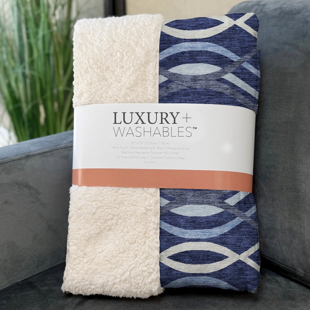 Premium Machine Washable ASB757 Navy 50" x 70" Sherpa Throw Blanket. Picture 3