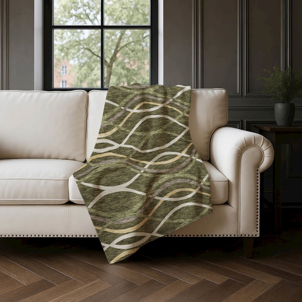 Premium Machine Washable ASB757 Olive 50" x 70" Sherpa Throw Blanket. Picture 4