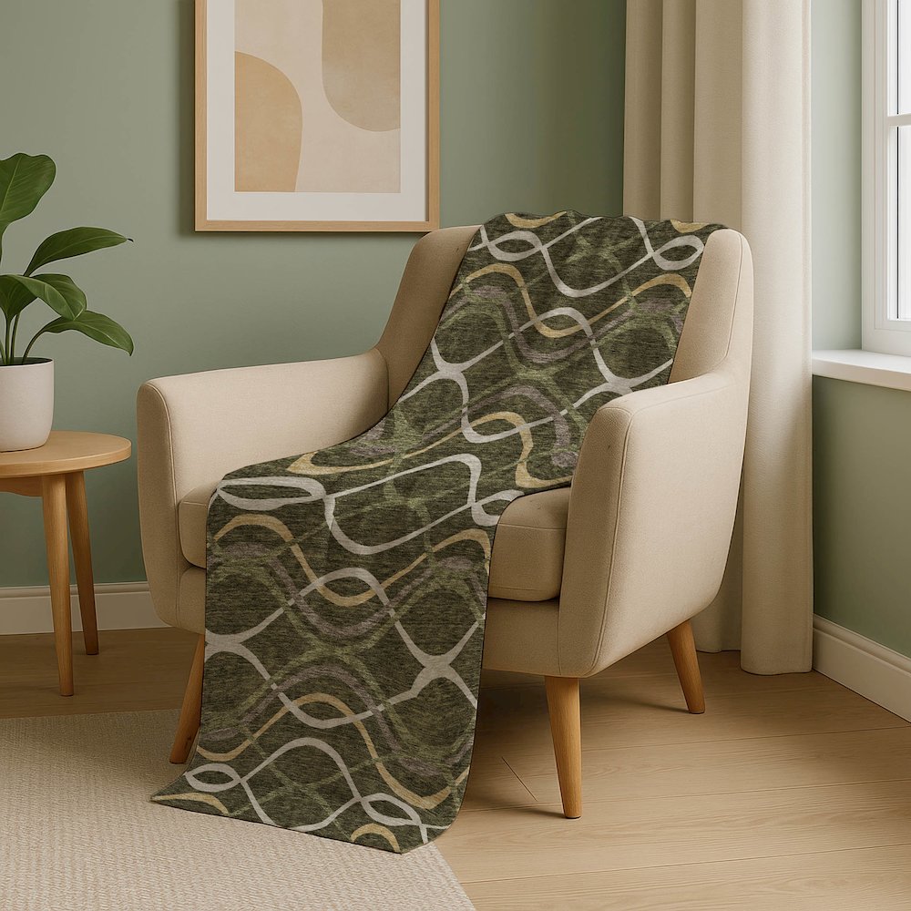 Premium Machine Washable ASB757 Olive 50" x 70" Sherpa Throw Blanket. Picture 5