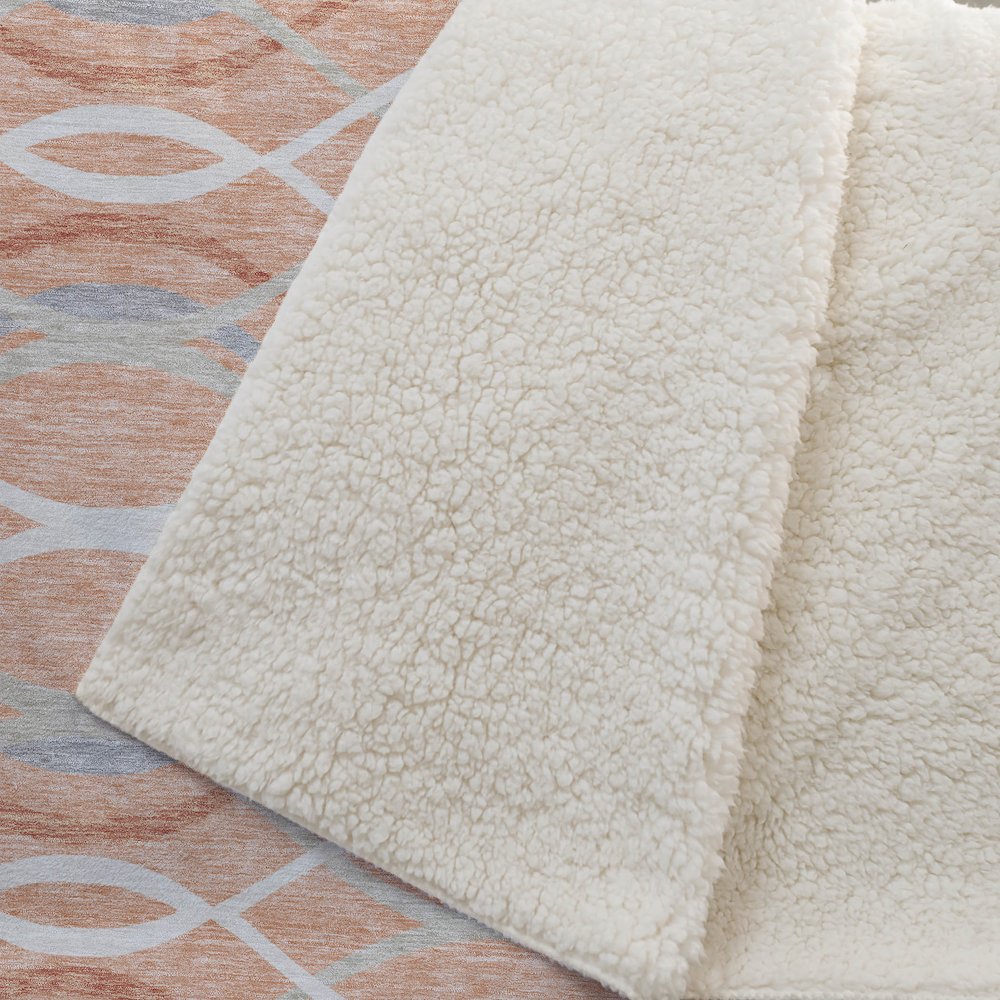 Premium Machine Washable ASB757 Peach 50" x 70" Sherpa Throw Blanket. Picture 2