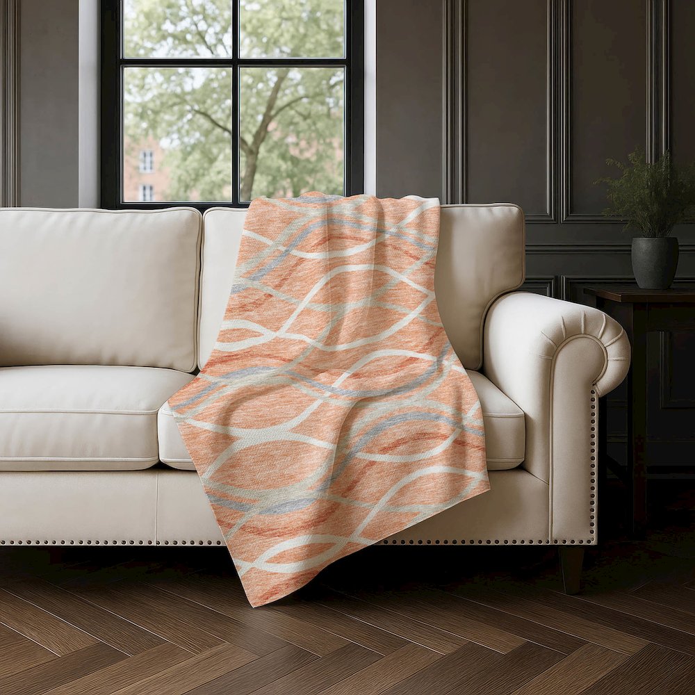 Premium Machine Washable ASB757 Peach 50" x 70" Sherpa Throw Blanket. Picture 4