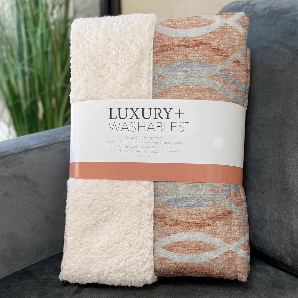 Premium Machine Washable ASB757 Peach 50" x 70" Sherpa Throw Blanket. Picture 3