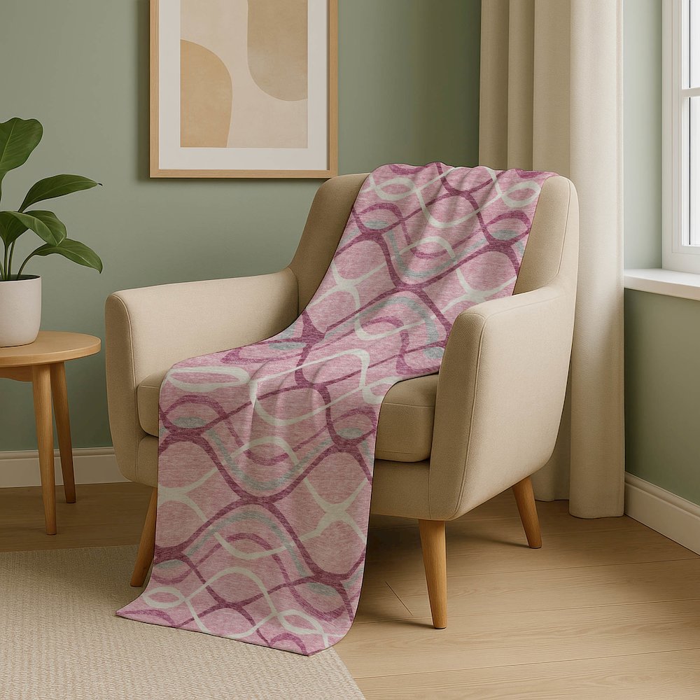 Premium Machine Washable ASB757 Pink 50" x 70" Sherpa Throw Blanket. Picture 5
