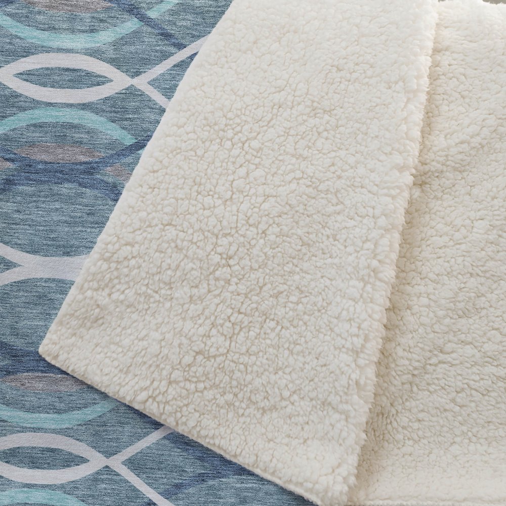 Premium Machine Washable ASB757 Teal 50" x 70" Sherpa Throw Blanket. Picture 2