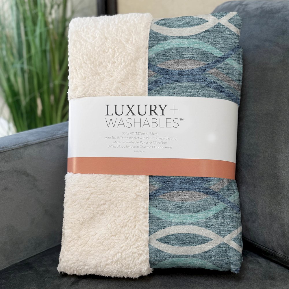 Premium Machine Washable ASB757 Teal 50" x 70" Sherpa Throw Blanket. Picture 3