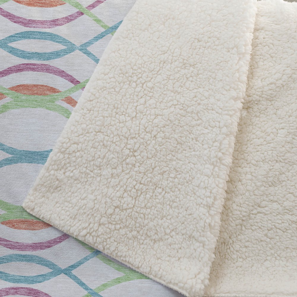 Premium Machine Washable ASB757 White 50" x 70" Sherpa Throw Blanket. Picture 2