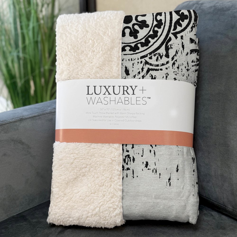 Premium Machine Washable ASB758 Black 50" x 70" Sherpa Throw Blanket. Picture 3