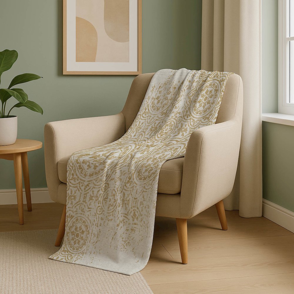 Premium Machine Washable ASB758 Gold 50" x 70" Sherpa Throw Blanket. Picture 5