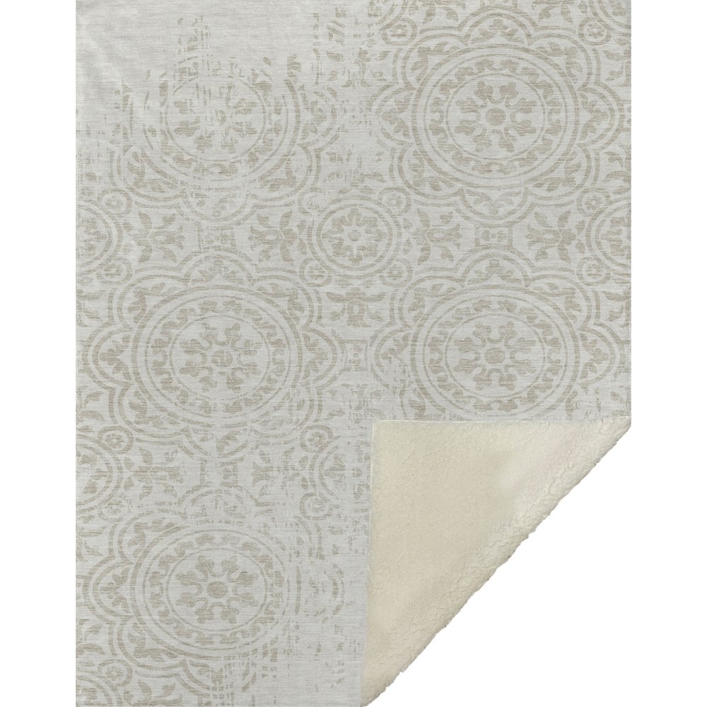 Premium Machine Washable ASB758 Ivory 50" x 70" Sherpa Throw Blanket. Picture 1