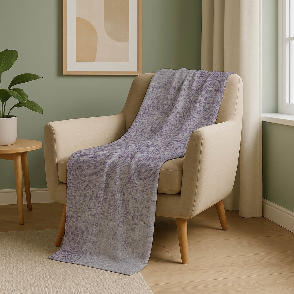 Premium Machine Washable ASB758 Lavender 50" x 70" Sherpa Throw Blanket. Picture 5