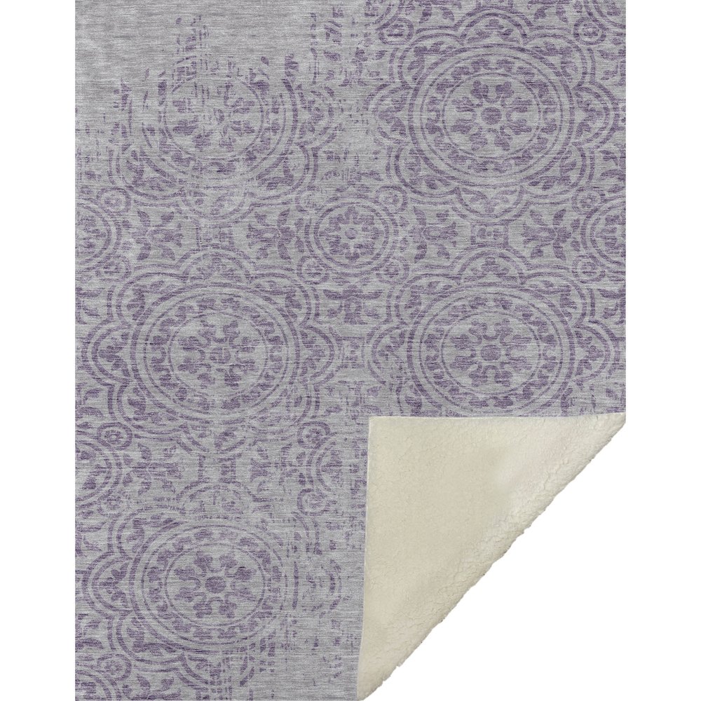 Premium Machine Washable ASB758 Lavender 50" x 70" Sherpa Throw Blanket. Picture 1
