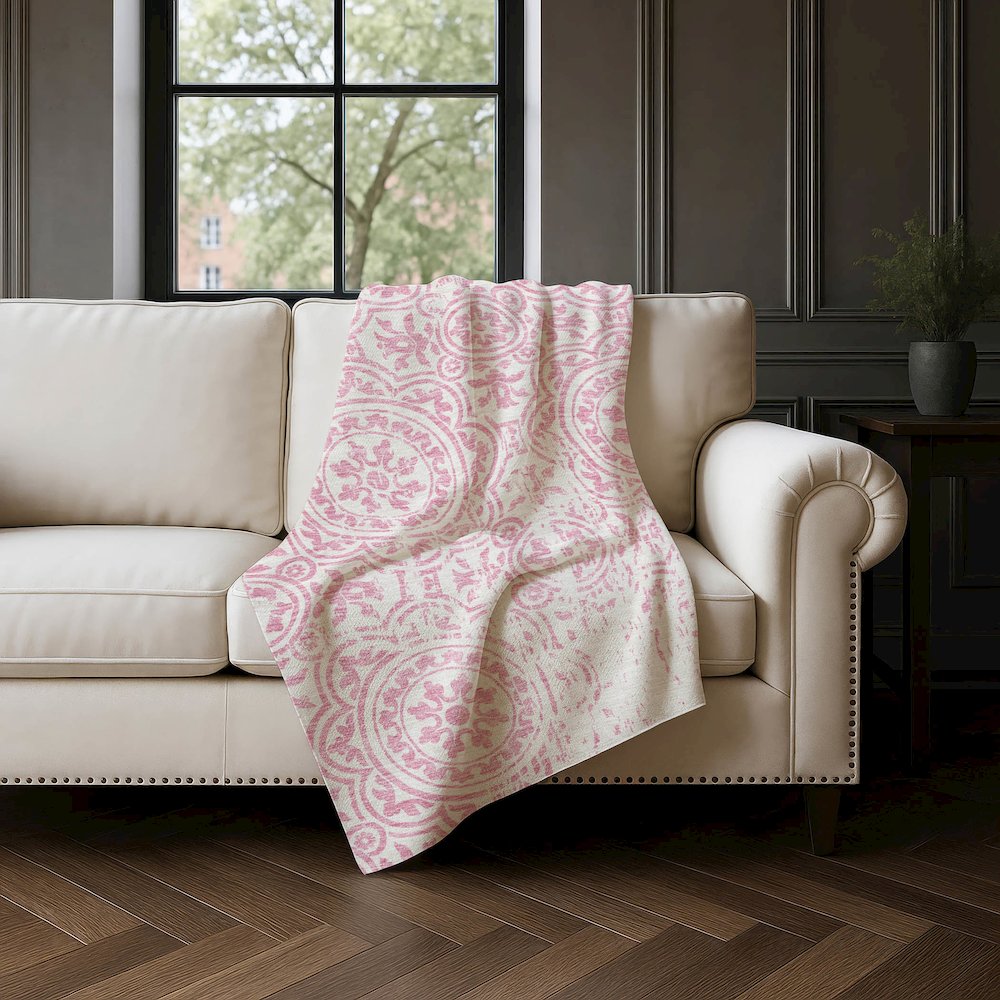 Premium Machine Washable ASB758 Pink 50" x 70" Sherpa Throw Blanket. Picture 4