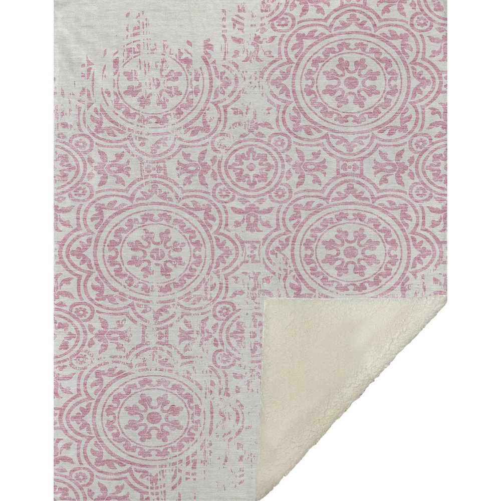 Premium Machine Washable ASB758 Pink 50" x 70" Sherpa Throw Blanket. Picture 1
